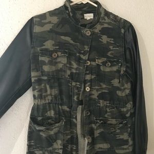 leather & camo cargo jacket